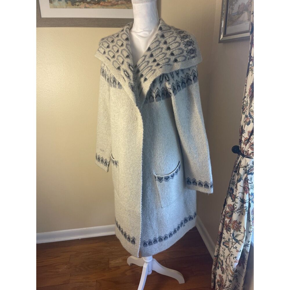 Max Studio Womens Nordic Fair Isle Knit Duster S Grandma Lagenlook Cozy Winter